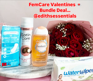 Valentine Feminine Care Set : Pantyliner+ Shave 🪒 Cream + Fem Wash+ Roses