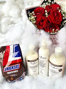 Valentine Hair Growth & Moisturizer Set : Shea Moisture +Roses + Chocolate