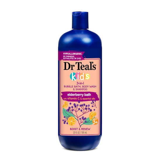 Dr Teals kids 3 in 1 Elderberry + Vitamin C Bubble Bath, Body Wash & Shampoo