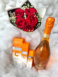 Valentine Brightening Set : Face Facts Skincare + Prosecco + Roses